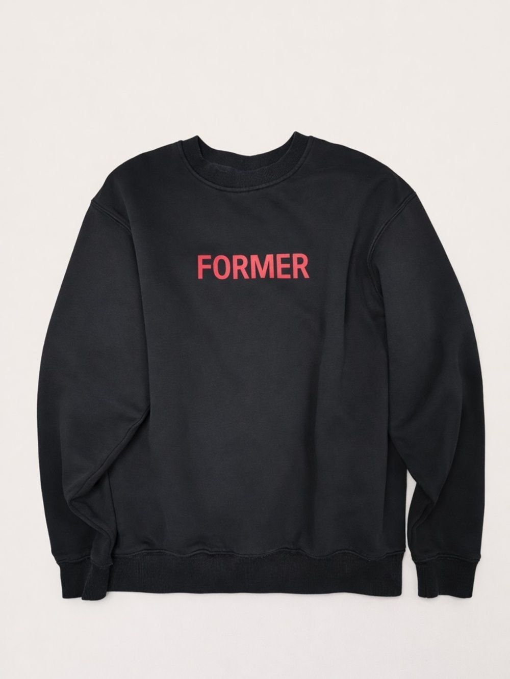 Former Crewneck Sweatshirt Black Red Logo Skater Surf Style Pullover Size S